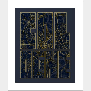 Cologne, Germany City Map Typography - Gold Art Deco Posters and Art